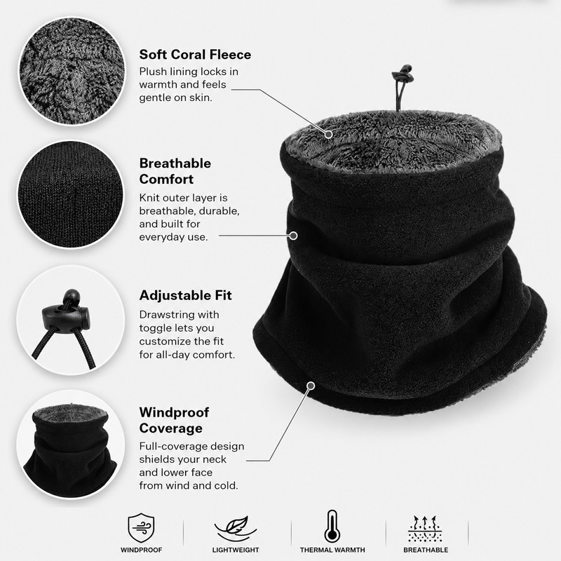 Thermal Neck Gaiter for Cold Weather – Fleece-Lined Windproof Face