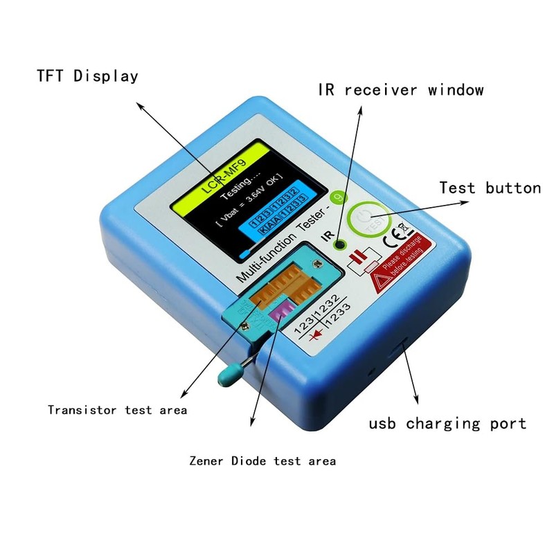 DollaTek Transistor Tester MF9 Transistor Tester TFT Diode Transistor Resistance