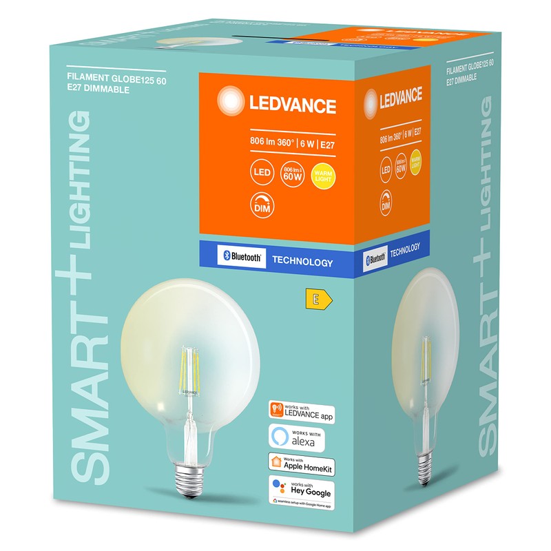 LEDVANCE Smart Led Lamp With Bluetooth, Filament Globe, E27, Dimmable,