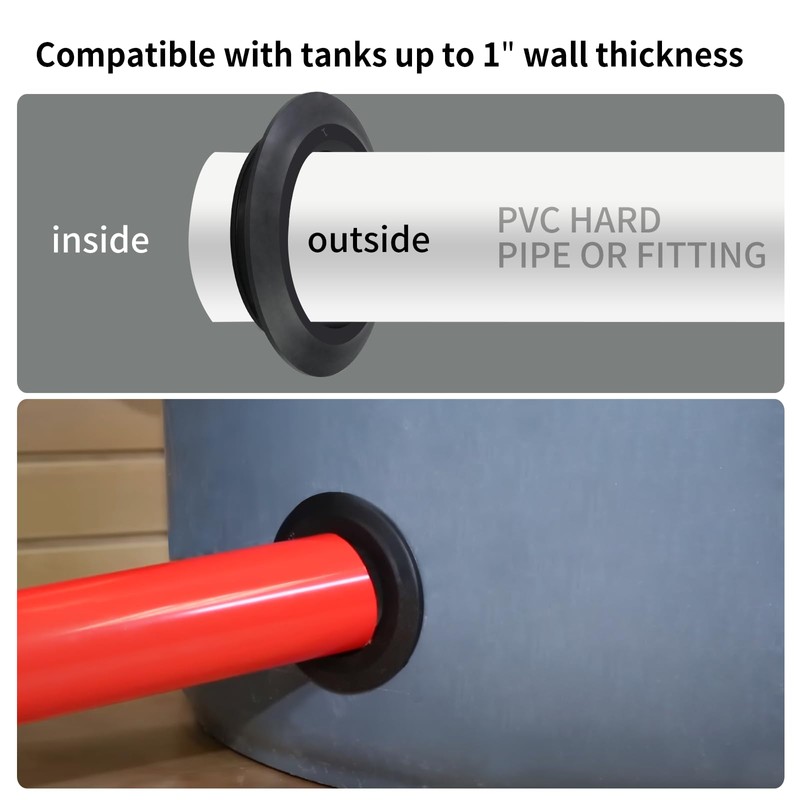 2 Pack 1" Vsttar Flexible Tank Adapter (Bulkhead), Flexible Pipe-to-Tank