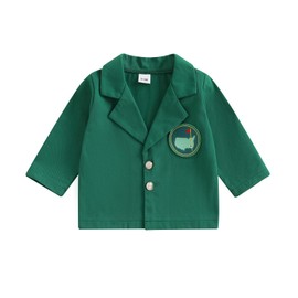 Muspeczenith Toddler Baby Boy Golf Outfit Long Sleeve Lapel Button Down Blazer Jacket 1st 2nd Bithday Outfit Gifts (Green, 9-12 Months)