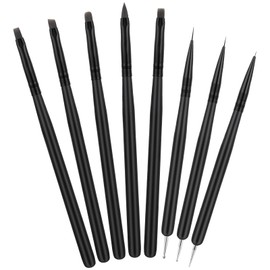 BUTBU 8 Pieces Nail Art Brushes, Nail Design Brushes, with Double End Nail Art Liner Brush, Painting Art Design Brush Set, Nail Dotting Drawing Tool for Long Lines, Thin Details