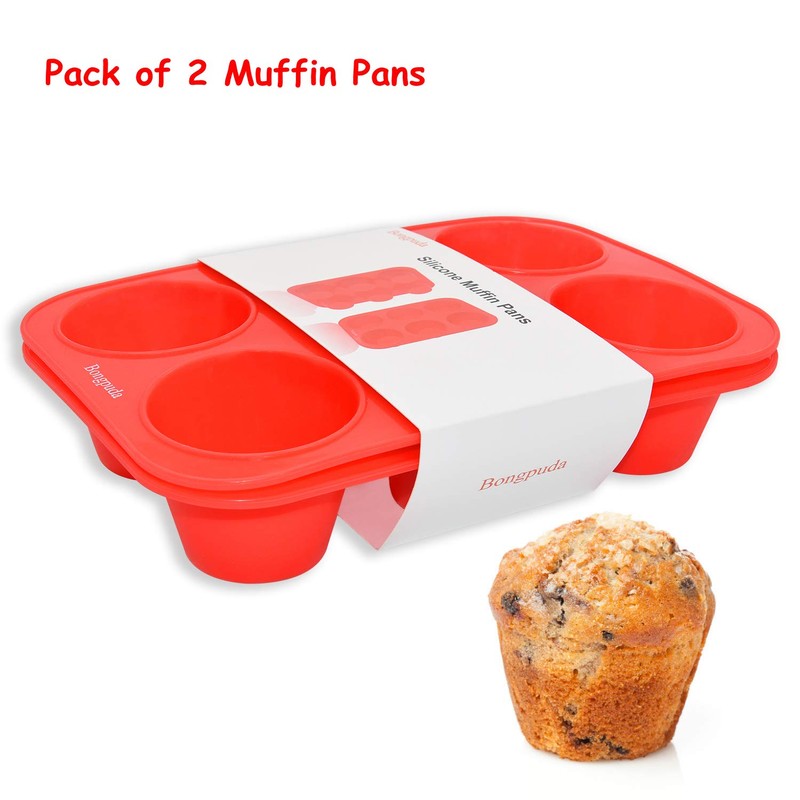 Bongpuda Silicone Large Muffin Pan 2 Pack,6 Cup Large Silicone