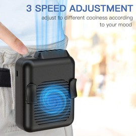 Koonie Portable Waist Belt Fan Rechargeable, 23h Use Time, 5100RPM Strong Airflow with 3 Speed Levels, Hands-free Necklace Fan for Blue Collar, Personal Under Shirt Cooling Device for Outdoor Working
