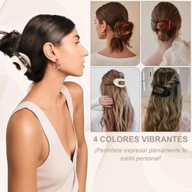 4 Piezas Pinzas Planas,Curvas,Sujeción Fuerte,Aptas para Todo Tipo de Cabello,Pinzas Redondas Planas,Accesorios Esenciales para el Cabello de Mujeres y Niñas