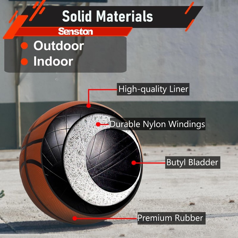 Senston Basketball Size 7 Game Basket Ball for Indoor Outdoor