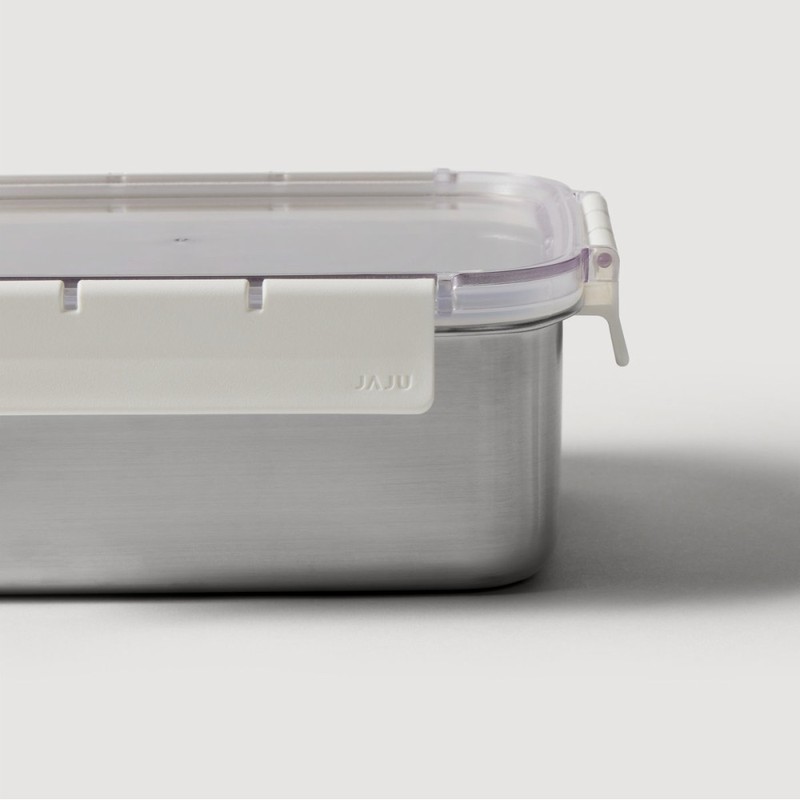 JAJU [JAJU] Stackable Stainless Steel Modular Airtight Container 1.6L White