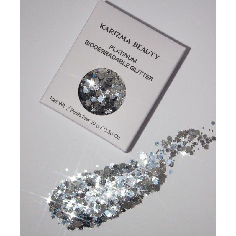 Platinum Biodegradable Chunky Glitter // Karizma Beauty Silver Face Glitter
