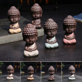 CosCosX 1 Pcs Cute Small Statue Adorable Monk Figurine Tathagata India Yoga Mandala Sculptures Ceramic Craft Decoration
