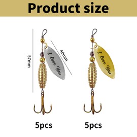 10pc Fishing Spinners Set - Vibration Blades, Sharp Hooks for Trout Salmon Bass Perch Freshwater Saltwater Fishing Lures Gift for Father（Sliver&Gold）
