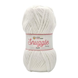 LittleWoolShop Snuggle Puff Chunky Chenille Yarn 100g - 100% Supersoft Polyester (Marshmallow 7F76, Single (1 Ball))