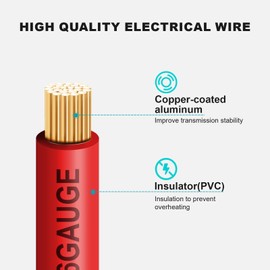 16 Gauge Electrical Wire, Red/Black Each 100FT, Flexible Low Voltage PVC Copper Clad Aluminum Extension Cord for DIY Projects,Car Speaker Wire, LED Wire, Residential Wiring 12V/24V DC