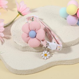 Cat Collars for Girl Cats, Dog Collar Girl Cat Collar with Flower, Bell and Daisy Pendant Small Dog Collars Puppy Collar Girl Flower Dog Collar Kitten Collar with Bell Breakaway Adjustable 7.48-12"