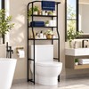 4-Tier Over Toilet Storage Rack with Basket – Freestanding Black