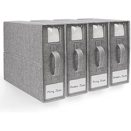 DELLAN Bed Sheet Organizer, Linen Closet Organizers and Storage, Foldable Cube Sheet Set Organizer (4 Pack)