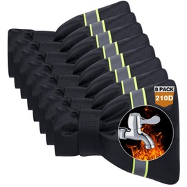 Goture Faucet Cover Freeze Protection Cover 25.2 x 10.2 x 2.0 inches (64 x 26 x 5 cm) Tap Freeze Proof Cover Faucet Hose Freeze Protection Garden Outdoor Sprinkler Tools Prevent Damage from Low Temperature (Black)