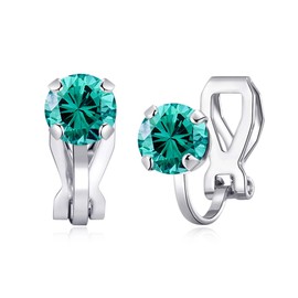 Philip Jones December (Blue Topaz) Birthstone Clip On Earrings Created with Zircondia® Crystals