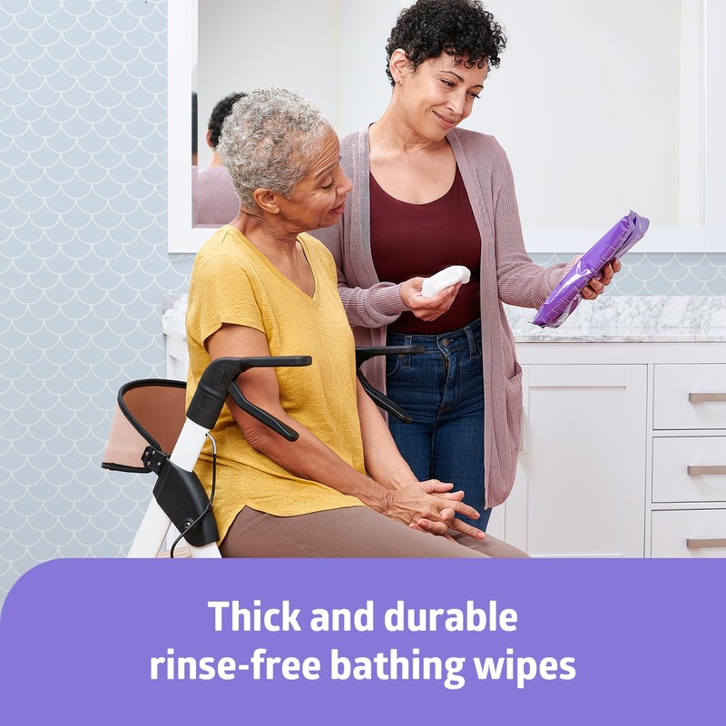 Medline Readybath Body Wipes, Shower and Bath for Adults, No