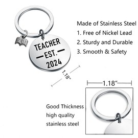 FUSTMW Teacher Graduation Gifts New Teacher Gifts Teacher Est 2024 Keychain Future Teacher Gifts Jewelry Appreciation Gifts (Teacher Est 2024)