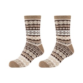 Camano 1102049000 Women's Cosy Double Layer Winter Socks 2 Pairs Sepia Ink Size 35/38, Sepia Tint