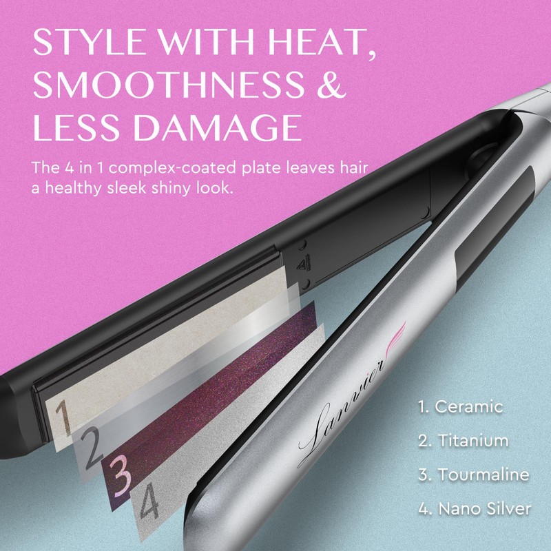 LANVIER Hair Straightener Flat Iron, 2 in 1 Hair Straightener