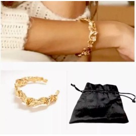 Amber Sceats Emery Cuff Chunky Nugget 24K Gold Plated Brass Cuff Bracelet NEW