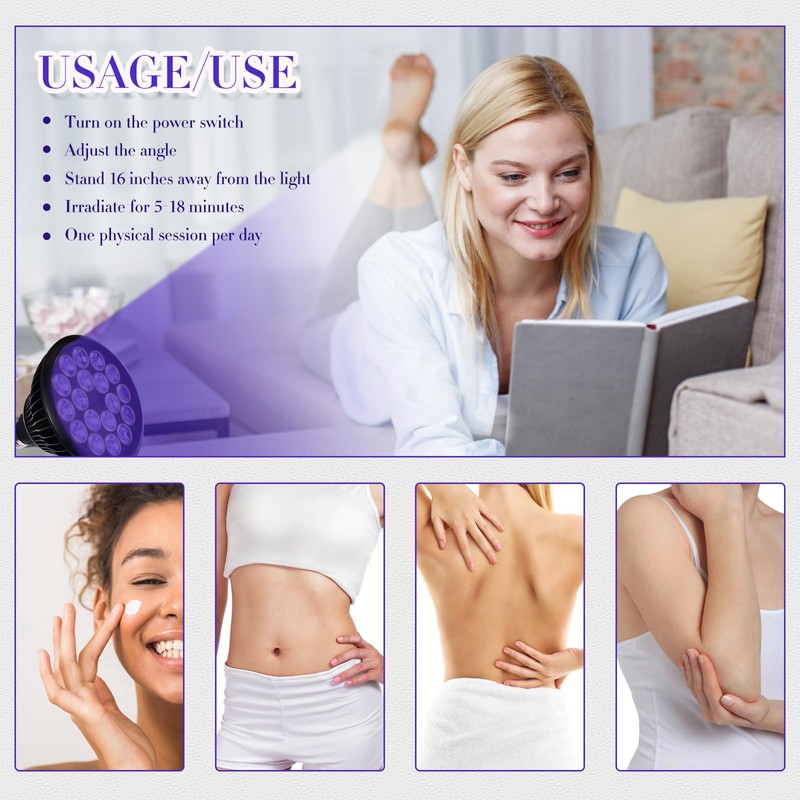 Tanning Lamp for Home Use with Adjustable Stand Purple Light