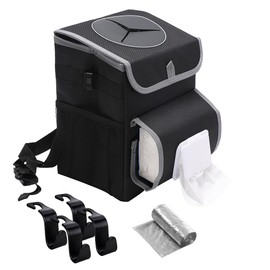 upra Car Trash Can with Lid,Bag Hanging Storage Pockets,Adjustable Tissue Holder & Straps,Portable Waterproof Garbage Bin, 1.98 Gal Large Capacity Multipurpose Bin