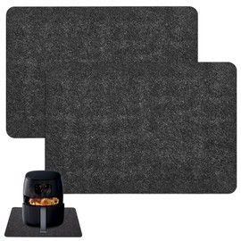 Pack of 2 Heat Resistant Mats for Air Fryer, 44 x 30 cm, Air Fryer Felt Mat, Cuttable Non-Slip Mat, Black Rectangular Felt Kitchen Counter Kitchen Worktop Heat Protection Mat