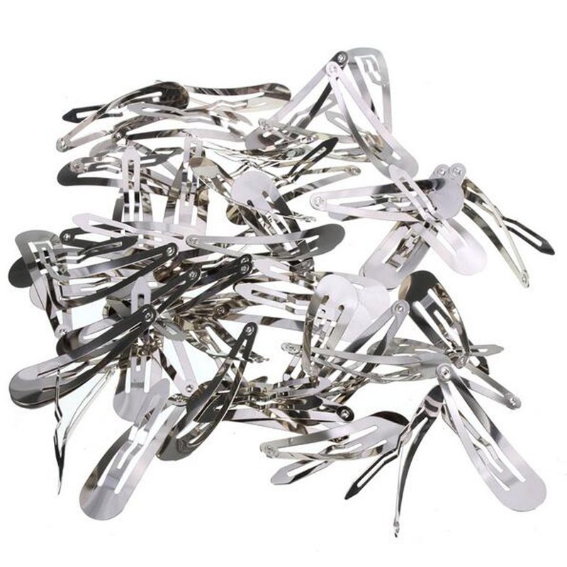 Metal Silver 50 Pcs Mini Small 30mm Snap Hair Clips