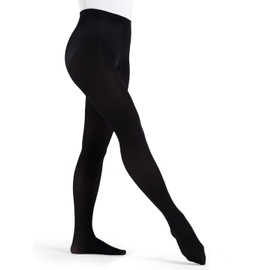 Capezio Ultra Soft Footed Tights For Women, Professional Dance Tights For Dance Performances & Studio Time, Comfy Design With Self-Knit Waistband - Black, Size XXL