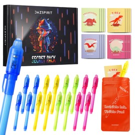 DazSpirit 16 packs Invisible Ink Pens and Notebooks - Dinosaur Theme, UV Light Spy Pens Party Bag Fillers for Boys and Girls, Magic Secret Message Pens for Detective Parties, Treasure Hunt