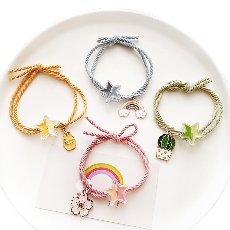 Wenlly 12 Pcs star hair ties, elastic ponytail holders, hair