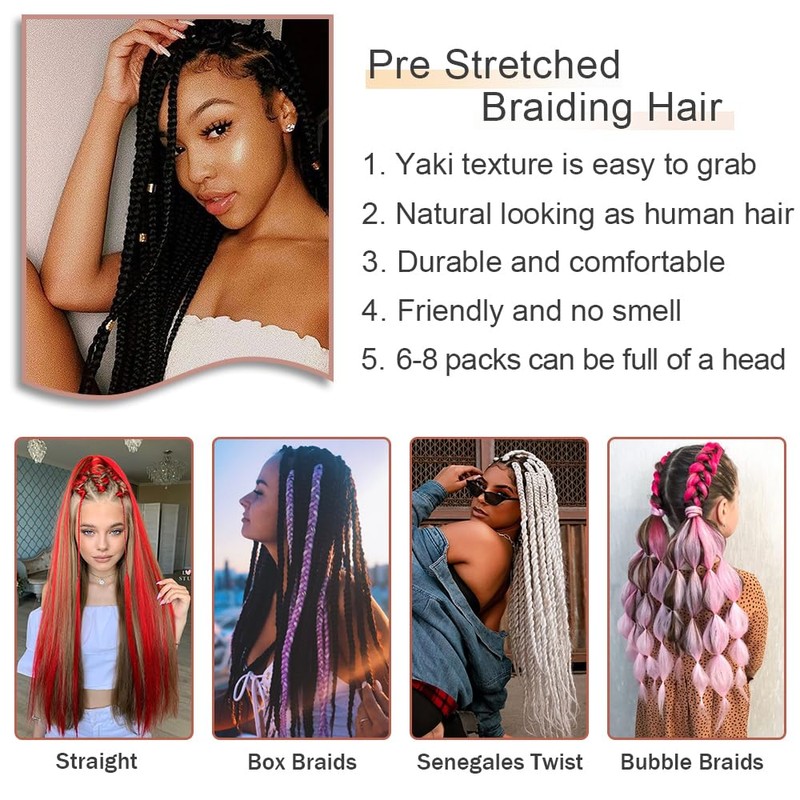 AFNOTE Braiding Hair Pre Stretched,Ombre Braiding Hair Extensions for Women