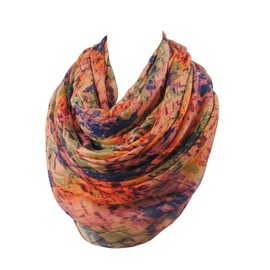 Sibalasi--Women Mixed Color Cotton Voile Scarf Colorful Printed Summer Shawl Autumn Winter Scarves Beachwear Wrap (Navy-blue)
