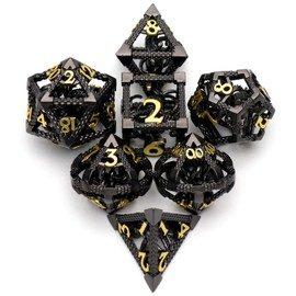 DND Dice, Dungeons and Dragons Dice Set HNCCESG Metal Play Cube (Cthulhu Black)