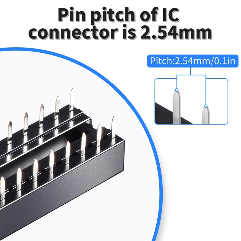 FOCMKEAS 25 Pcs 24 Pin IC Socket,2.54mm Pitch Pins Narrow