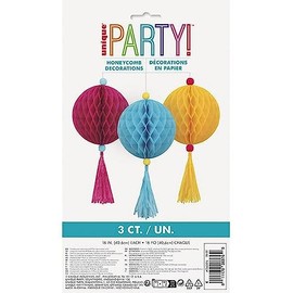 Pink Yellow & Blue Tissue Ball & Tassel Ornament Decoration Kit I Pack of 1