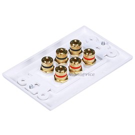 Monoprice 103538 Banana Binding Post Two-Piece Inset Wall Plate for 3 Speakers, Single PCS