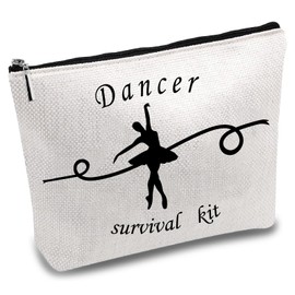 CREATCABIN Makeup Bag Dancer, Cosmetic Bag Canvas, Multi-Purpose Pen Case, Zip, Toiletry Bag, Travel Bag, Purse, Bag, Portable Survival Kit, Large, Ballet for Gifts, 25 x 18 cm, dancer survival kit