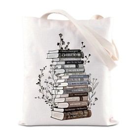 FOTAP Banned Book Merch Handbag Banned Book Tote Bag Literary Gift Forbidden Books Week Gift Librarian Gift Forbidden Books Gift, White