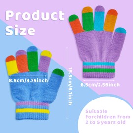 UILYNIU 6 Pairs Kids Gloves Winter Knitted Colorful Stripe Gloves, Kid's Winter Magic Gloves, Toddler Gloves Children's Winter Mittens Knitted Stretchy Gloves Warm Gloves for Boy Girls Aged 6-12 (M)