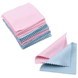 AUEAR 100 pcs Jewelry Cleaning Cloth Silver Polishing Cloth for Silver Gold Platinum Jewelry Pink & Blue
