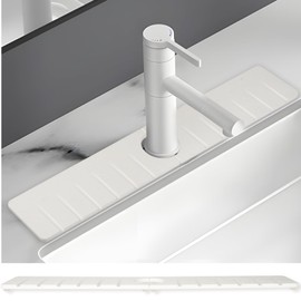 Faucet Mat for Kitchen Sink 24'' Long Diatomite Fast Drying Stone Sink (white)