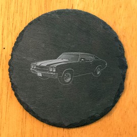 1970 Chevelle SS 454 Coasters: Unleash the Power on Your Coffee Table - Round Slate - set of 4
