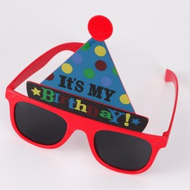 Ｎｏｏｎｈｏｒｓｅ Happy Birthday Glasses It's My Birthday Sunglasses Photo Booth Props Funny Glasses for Adults Party Birthday Hats Glasses for Women Girls Boys Men Kids Party Sunglasses Favor, Red Blue