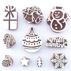 Royal Kraft Christmas Wooden Block Printing Stamps (Set of 10) Bulk01_10D