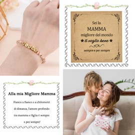 SUNSH Mother's Day Gift, Bracelet Gift For Mum, Mother's Day/Birthday/Christmas/Thank You Gift, Pink Spot Stone Engraved Bracelet Mum, No gemstone