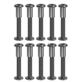 PATIKIL M8 x 35 mm Hex Chicago Screws, 10 Set Binding Screw Posts Connecting Hex Drive Socket Cap Bolt Nuts for Scrapbook Leather Belt Album Photo Furniture Repair, Black