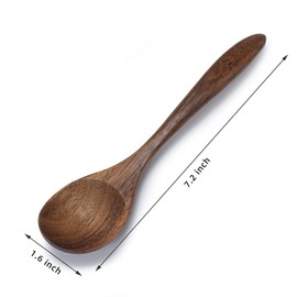Yipmip 4 PCS Small Wooden Spoons for Eating, 7.2 Inch Little Wood Table Spoon Set, Teaspoon Utensils Set for Honey Jam Coffee Soup